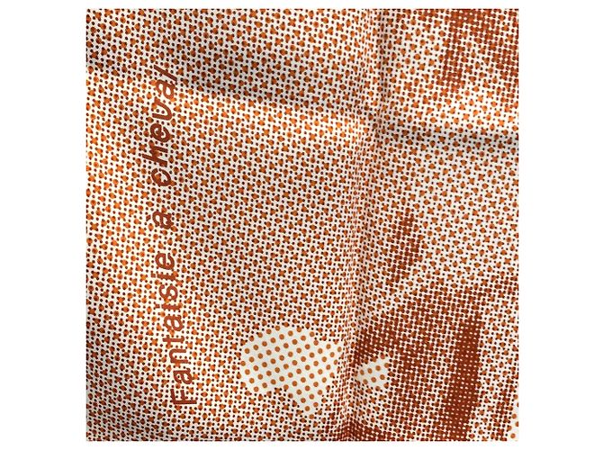 Hermès Sciarpa in seta rara Hermes Carre 70 Fantasia a Cavallo 2007 Barr Arancione - vista 2
