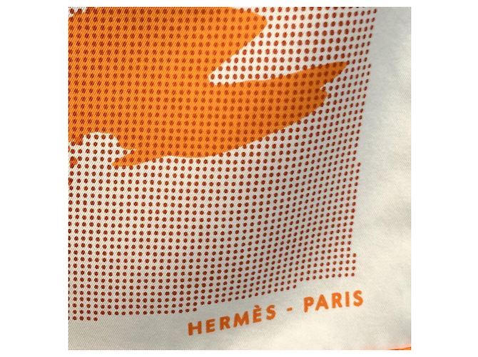 Hermès Sciarpa in seta rara Hermes Carre 70 Fantasia a Cavallo 2007 Barr Arancione - vista 3