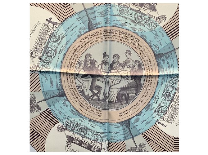 Foulard in seta vintage Hermès Jeu des Omnibus Remix 2018 Pagni Blue - vista 2