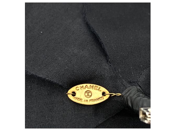 Timeless Chanel Spilla vintage in seta nera a forma di camelia Nero - vista 3