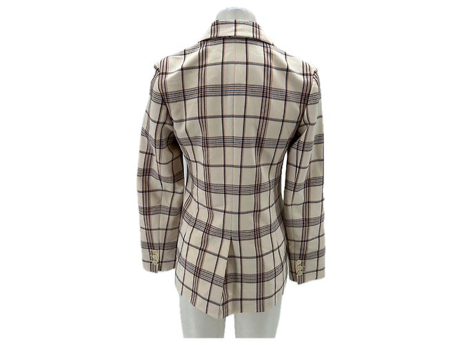 Maje Blazer tartan ecru blu navy arancione Beige - vista 2