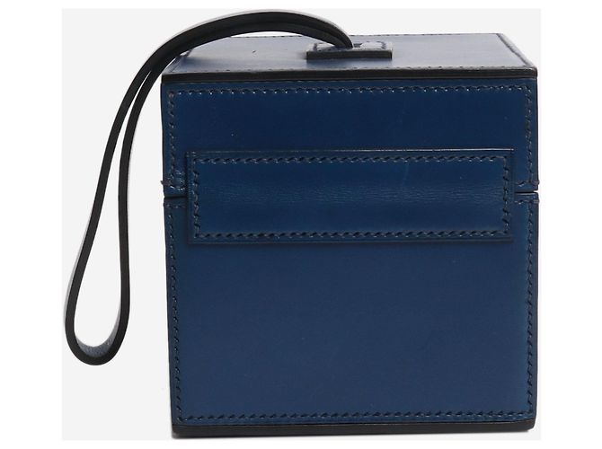 Moynat Borsa box in pelle blu navy - vista 2