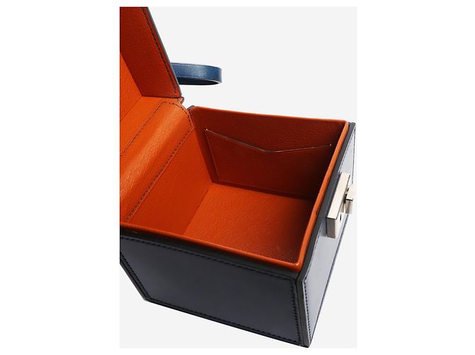 Moynat Borsa box in pelle blu navy - vista 5