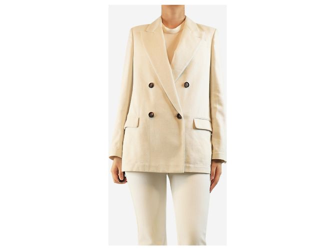 Brunello Cucinelli Neutral glitzernde Doppelreiherjacke - Größe UK 10 - Ansicht 2