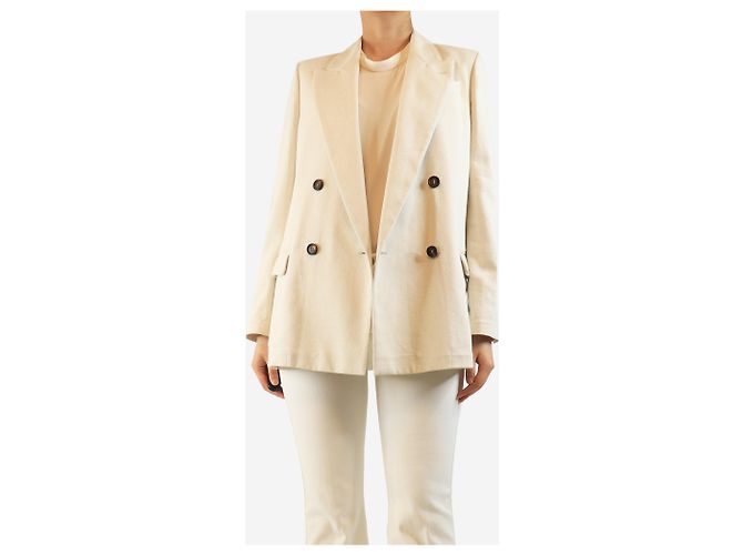 Brunello Cucinelli Neutral glitzernde Doppelreiherjacke - Größe UK 10 - Ansicht 3