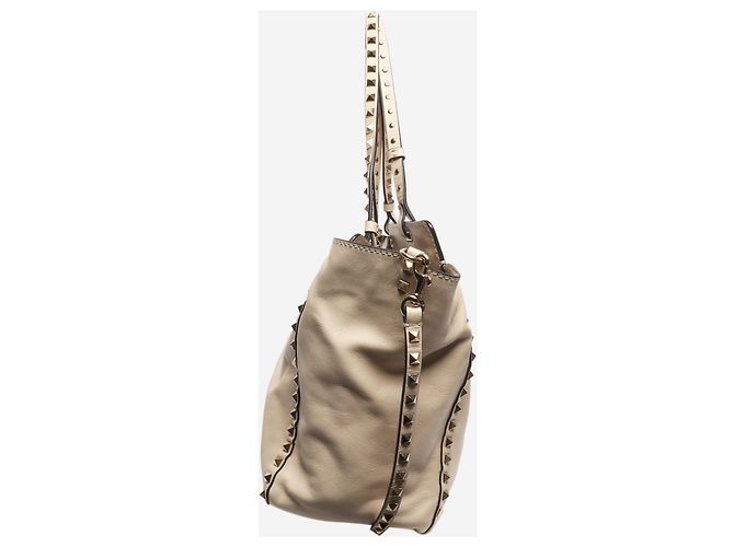 Valentino Borsa a tracolla in pelle Rockstud color crema Crudo - vista 2