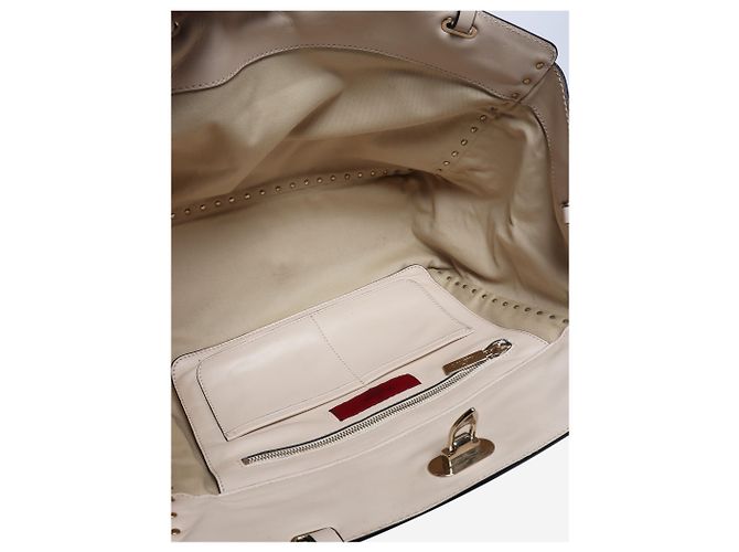 Valentino Borsa a tracolla in pelle Rockstud color crema Crudo - vista 4