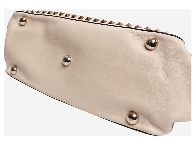 Valentino Borsa a tracolla in pelle Rockstud color crema Crudo - vista 5