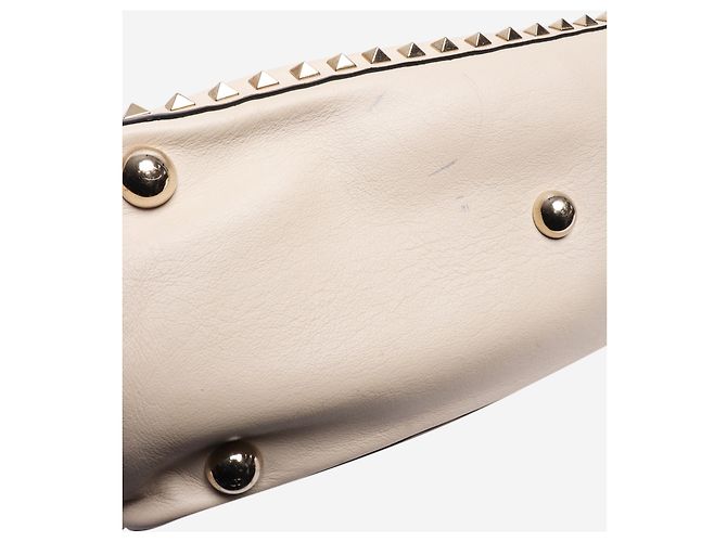 Valentino Borsa a tracolla in pelle Rockstud color crema Crudo - vista 6