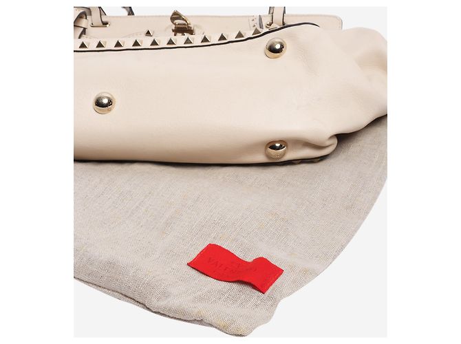 Valentino Borsa a tracolla in pelle Rockstud color crema Crudo - vista 7
