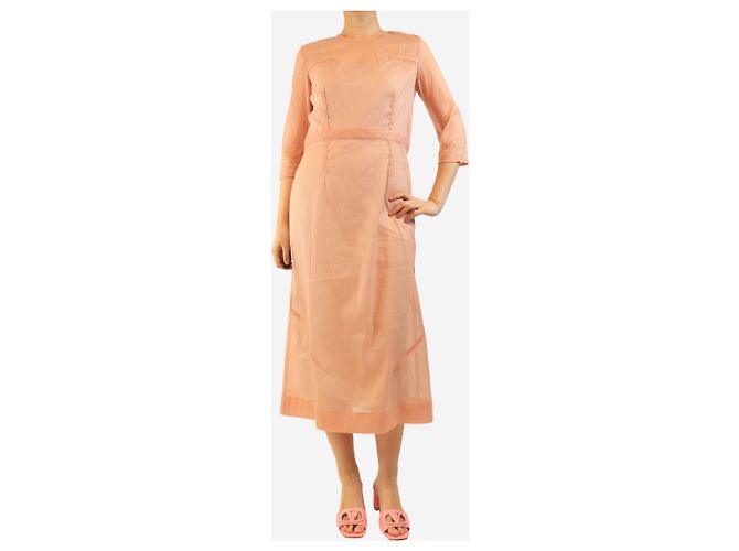 Victoria Beckham Vestido transparente rosa de manga 3/4 - talla S - vista 3