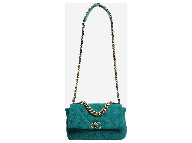 Chanel Borsa a tracolla 19 in tweed trapuntato teal 2019 Verde - vista 2