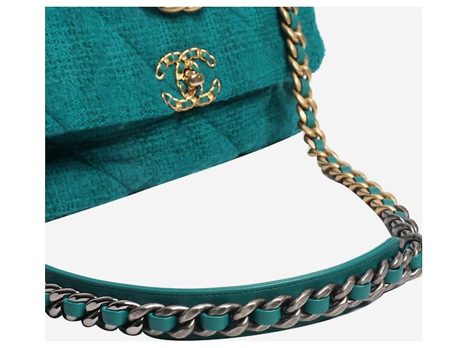 Chanel Borsa a tracolla 19 in tweed trapuntato teal 2019 Verde - vista 5