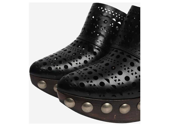 Alaïa Schwarze Lederclogs mit Laserschnitt - Größe EU 38 - Ansicht 4