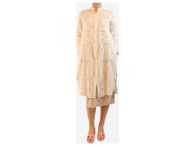 Juliet Dunn Weißes Langarm-Hemdkleid - Größe S - Ansicht 3