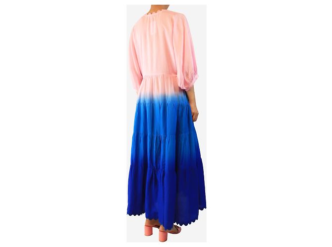 Juliet Dunn Rosa Ombré Seidenkleid mit Volants - Größe M Silber - Ansicht 2