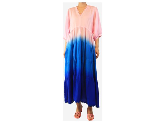 Juliet Dunn Rosa Ombré Seidenkleid mit Volants - Größe M Silber - Ansicht 3