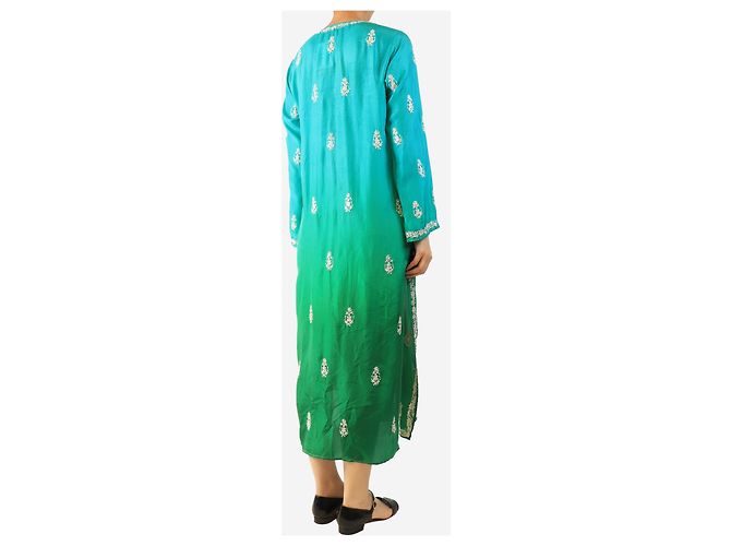 Juliet Dunn Grünes besticktes Seidenkleid - Größe M - Ansicht 2