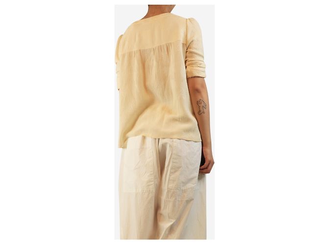 Chloé Gelbe Seidenbluse mit Blumenmuster - Größe UK 8 - Ansicht 2