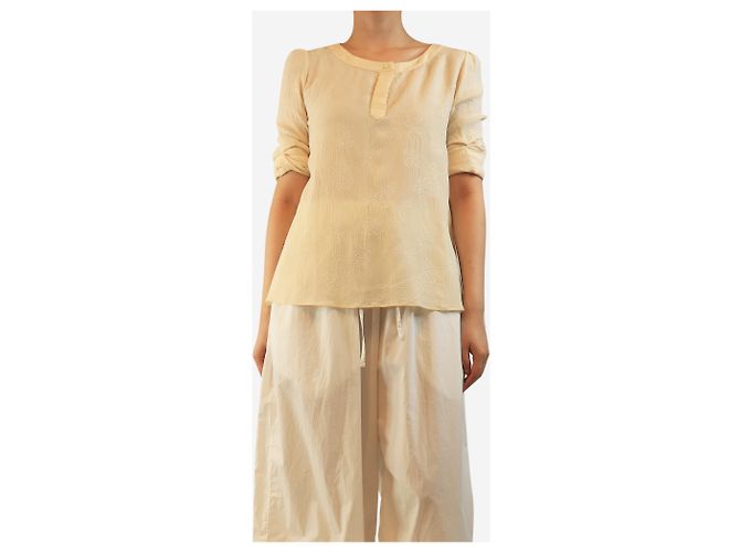 Chloé Gelbe Seidenbluse mit Blumenmuster - Größe UK 8 - Ansicht 3