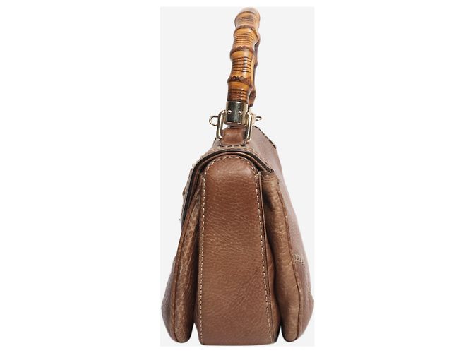 Bamboo Gucci Bolsa transversal de bambu e couro marrom - vista 3