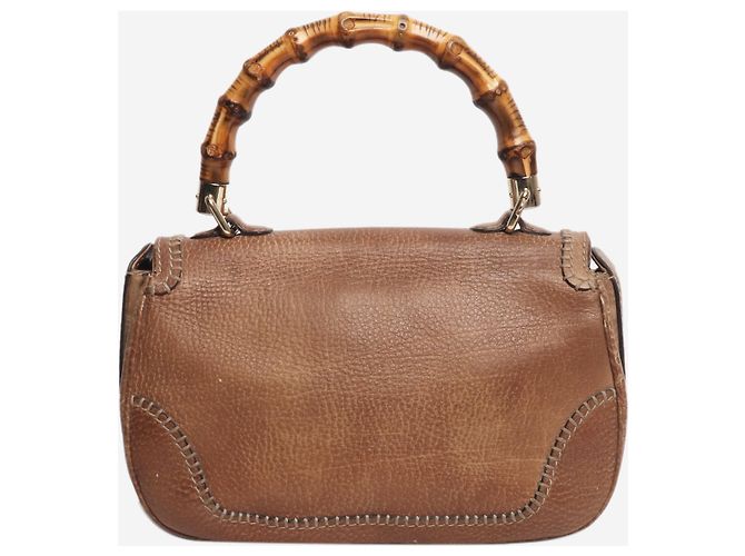 Bamboo Gucci Bolsa transversal de bambu e couro marrom - vista 4