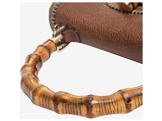 Bamboo Gucci Bolsa transversal de bambu e couro marrom - vista 6