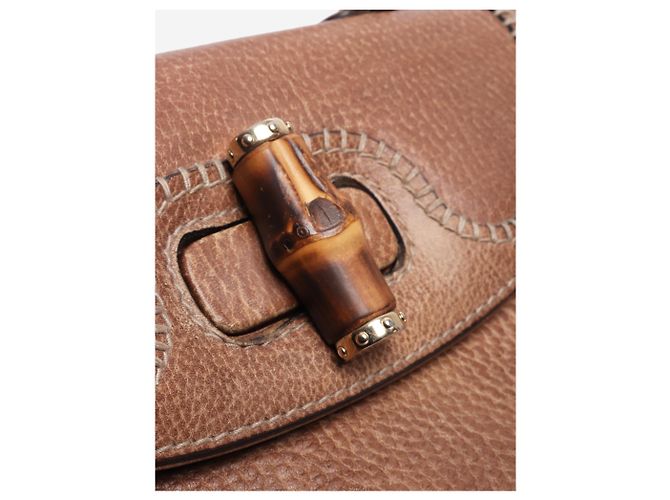 Bamboo Gucci Bolsa transversal de bambu e couro marrom - vista 7