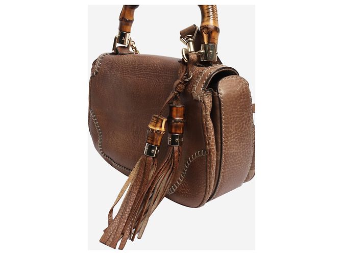 Bamboo Gucci Bolsa transversal de bambu e couro marrom - vista 8