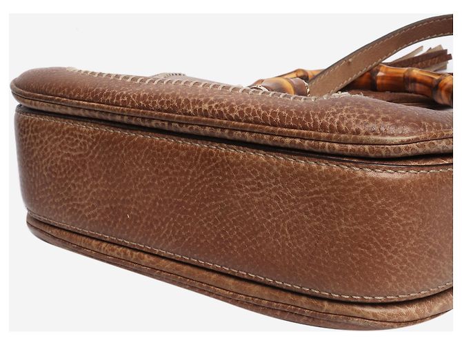 Bamboo Gucci Bolsa transversal de bambu e couro marrom - vista 9