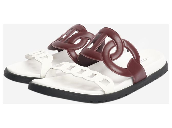 Hermès Sandalias Extra burdeos y blanco - talla EU 43 - vista 2