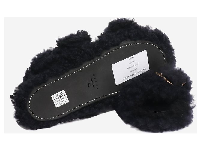 Marni Sandali in shearling nero - taglia EU 40 - vista 5