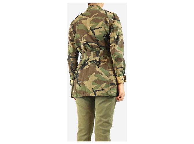 Saint Laurent Grüne Camouflage-Armeejacke mit Gürtel - Größe UK 12 - Ansicht 2