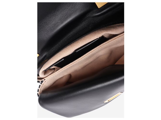 Balmain 1945 Soft Monogram Flap Tasche Schwarz und Neutral - Ansicht 8