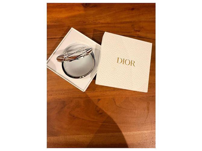 Specchio da borsa Dior Cannage argento Silver hardware - vista 2