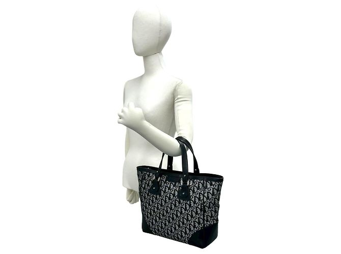 Christian Dior Trotter Muster Canvas Leder Tote Bag Schwarz - Ansicht 2