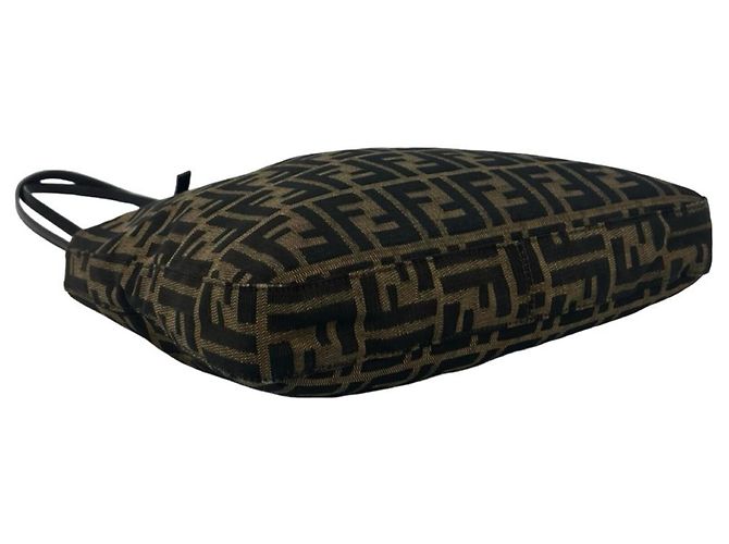 FENDI Vintage Zucca FF Pattern Canvas Leather Schultertasche Braun Schwarz - Ansicht 7