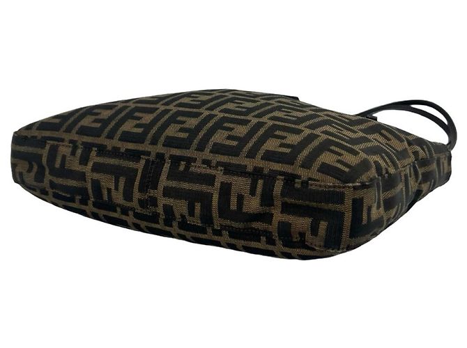 FENDI Vintage Zucca FF Pattern Canvas Leather Schultertasche Braun Schwarz - Ansicht 8