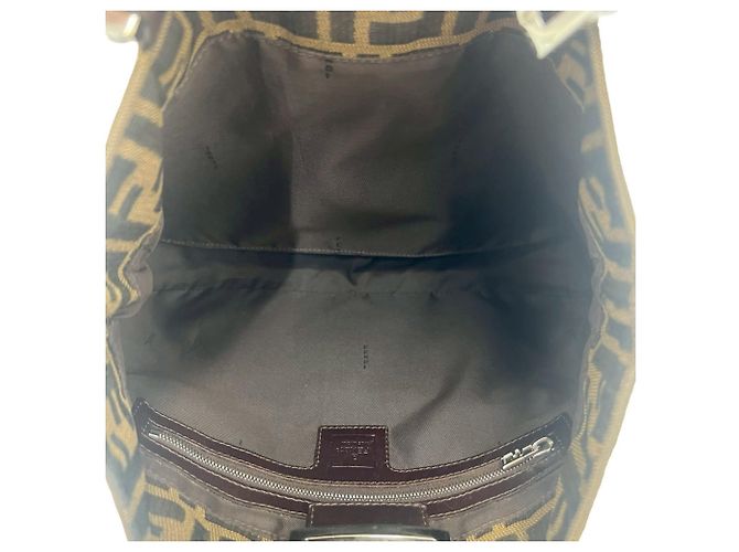 FENDI Vintage Zucca FF Pattern Canvas Leather Schultertasche Braun Schwarz - Ansicht 9
