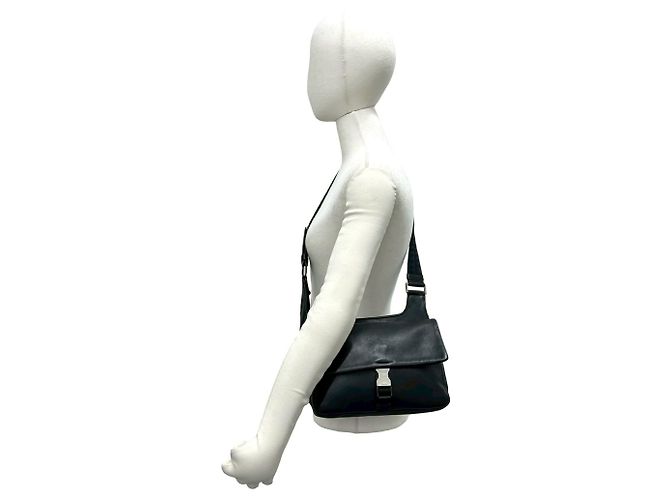 Borsa a tracolla in pelle nera e nylon Prada Nero - vista 2
