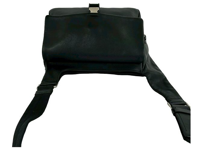 Borsa a tracolla in pelle nera e nylon Prada Nero - vista 4