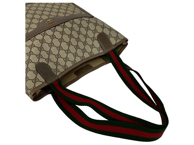 Borsa Tote in Pelle Gucci Vintage Sherry Line con Logo GG e Hardware Marrone - vista 4