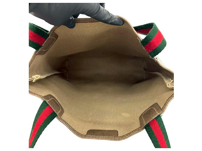 Borsa Tote in Pelle Gucci Vintage Sherry Line con Logo GG e Hardware Marrone - vista 9