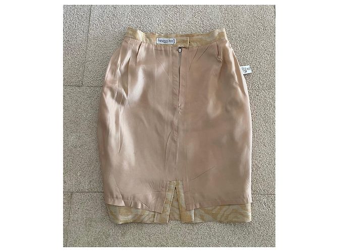 Autre Marque Falda Francesco Ferri de lino estampado de cebra beige dorado - vista 11