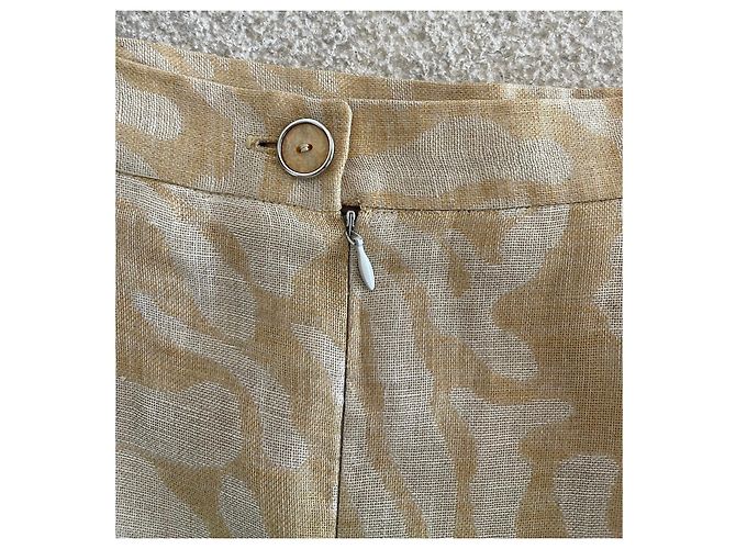 Autre Marque Falda Francesco Ferri de lino estampado de cebra beige dorado - vista 5