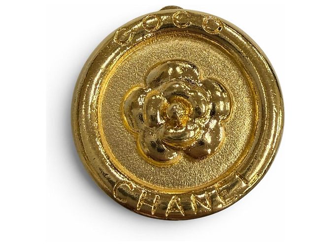 Orecchini a clip tondi Camellia Vintage Chanel D'oro - vista 3