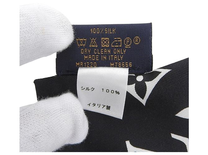 Foulard bandana in seta Louis Vuitton Nero - vista 10