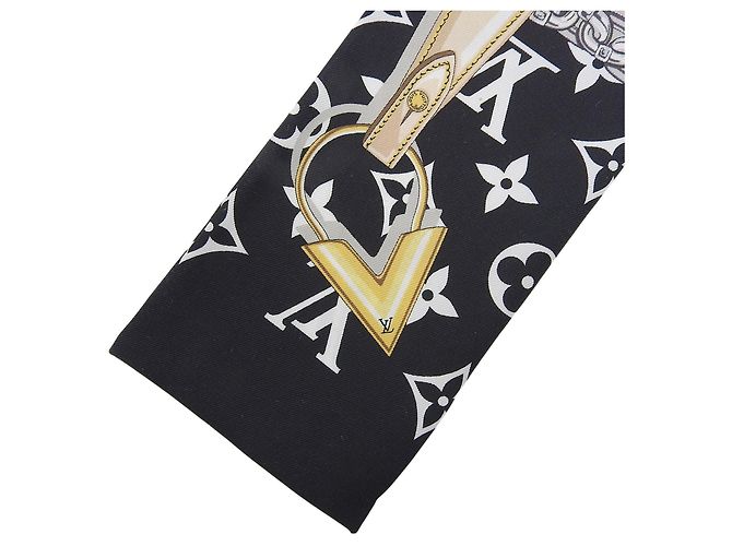 Foulard bandana in seta Louis Vuitton Nero - vista 4