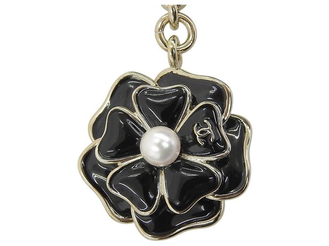 Portachiavi Chanel B25B Coco Mark Camellia Nero D'oro - vista 5