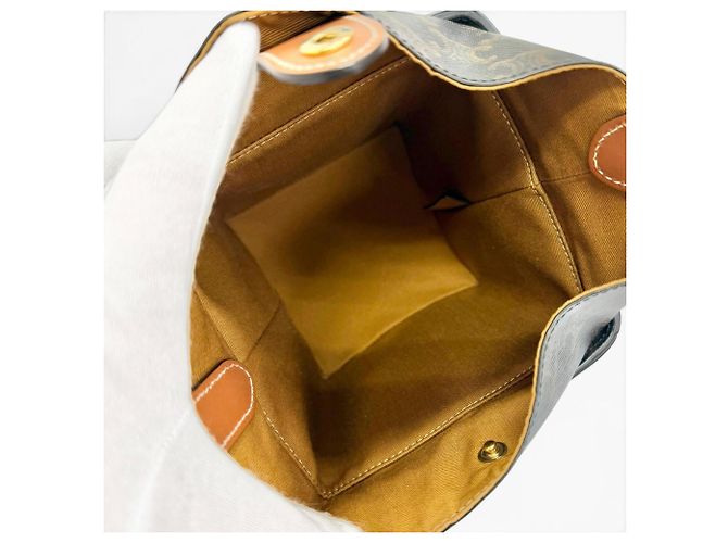 Céline Borsa Celine 19714 Strap Box Triomphe in tela Marrone - vista 6